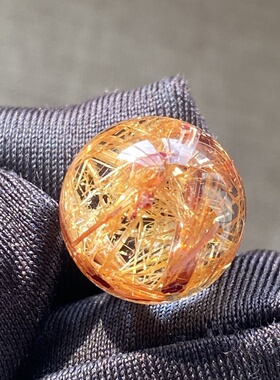 天然水晶钛晶吊坠圆珠DIY发晶单珠饰品项链13mm一物一图