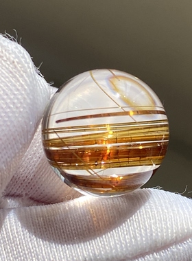 天然水晶钛晶吊坠圆珠DIY金红石单珠饰品项链12mm一物一图