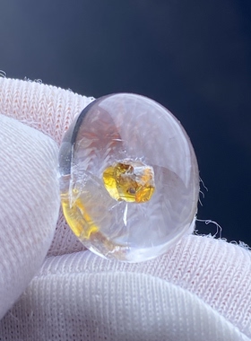 天然水晶包裹体黄色矿石吊坠裸石蛋面DIY水晶矿石饰品可做戒指