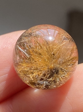 天然水晶发晶花吊坠圆珠DIY发晶单珠饰品项链14mm一物一图