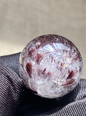 天然水晶针铁矿吊坠圆珠DIY水晶单珠饰品项链18mm一物一图