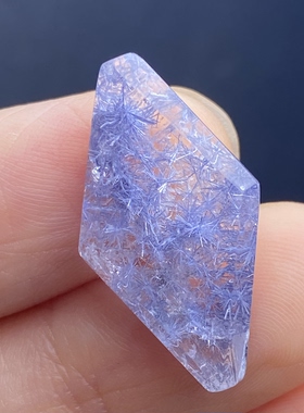天然水晶蓝发晶吊坠裸石DIY蓝线石饰品项链挂坠 一物一图