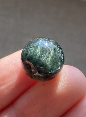 天然水晶绿发晶吊坠圆珠DIY水晶单珠饰品项链14mm一物一图