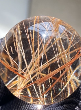 天然水晶发晶吊坠圆珠DIY水晶单珠饰品项链23.5mm一物一图