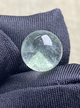 天然水晶青幽灵银山金字塔吊坠圆珠DIY幽灵单珠饰品可做戒指10mm
