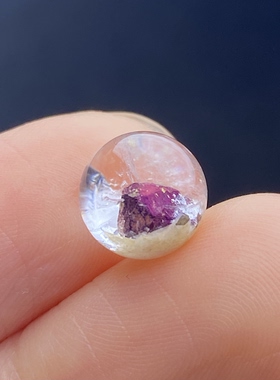 天然水晶包裹体紫矿石吊坠圆珠DIY紫铜矿单珠饰品可做戒指8.5mm