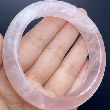 天然粉水晶手镯女款圈口60mm一物一图