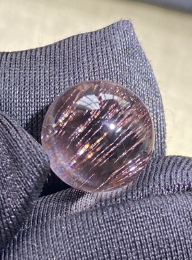 天然水晶紫红发吊坠圆珠DIY紫发单珠饰品项链10.5mm可做戒指