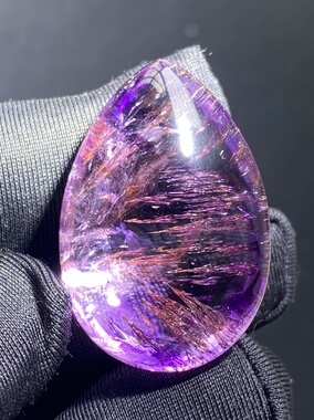 天然水晶超七紫红发吊坠裸石男女款水晶项链挂坠 一物一图