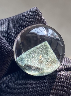 天然水晶星光绿幽灵银山金字塔吊坠圆珠DIY幽灵单珠饰品13.5mm