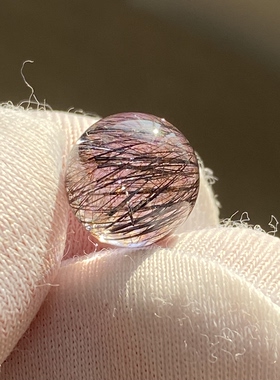 天然水晶紫晶发吊坠圆珠DIY紫发晶单珠饰品项链9.5mm一物一图