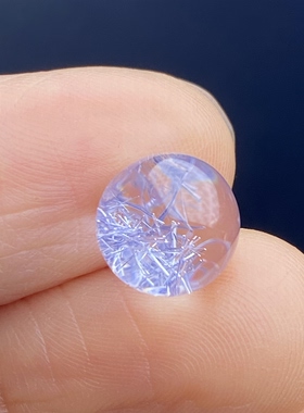 天然水晶蓝发晶吊坠圆珠DIY蓝线石单珠饰品可做戒指9mm一物一图