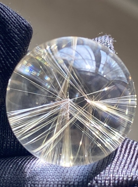 天然水晶发晶花吊坠圆珠DIY发晶单珠饰品项链16mm 一物一图