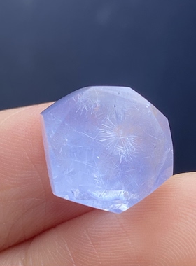 天然水晶蓝发晶花吊坠裸石DIY蓝线石饰品项链一物一图