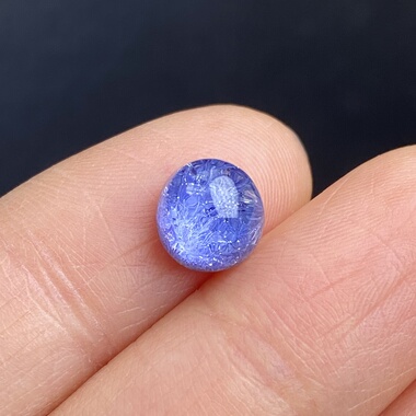 天然水晶蓝发晶吊坠裸石蛋面DIY水晶饰品可做戒指一物一图