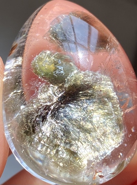 天然水晶包裹体绿矿花吊坠裸石男女款水晶饰品项链挂坠项链
