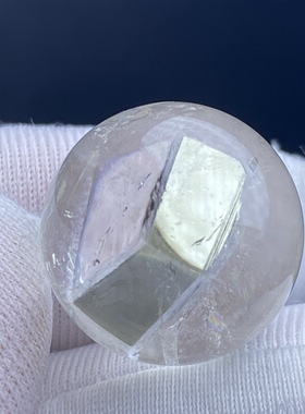 天然水晶全包裹大颗粒黄铜矿吊坠圆珠DIY铜矿单珠饰品项链17mm
