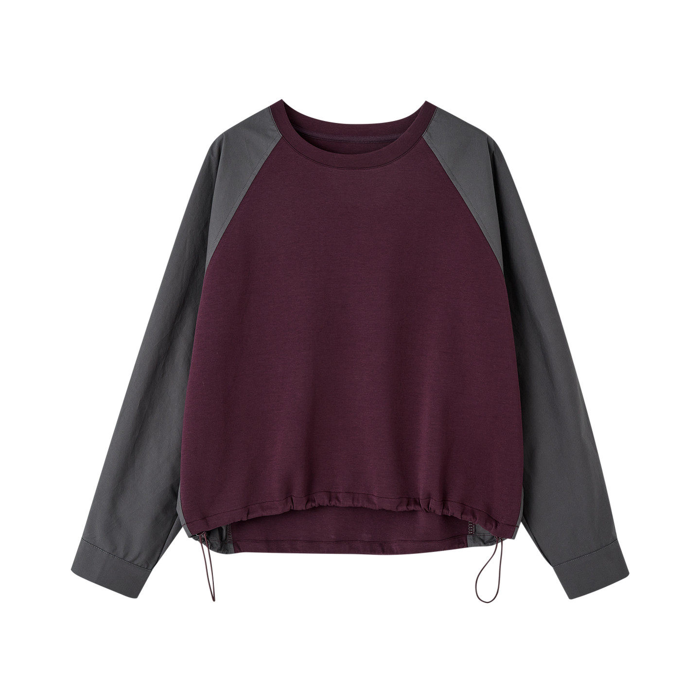 德玛纳设计感拼接袖大码卫衣女春秋下摆抽绳松弛感宽松休闲上衣,淘宝优惠券,粉丝福利购,淘宝优惠卷