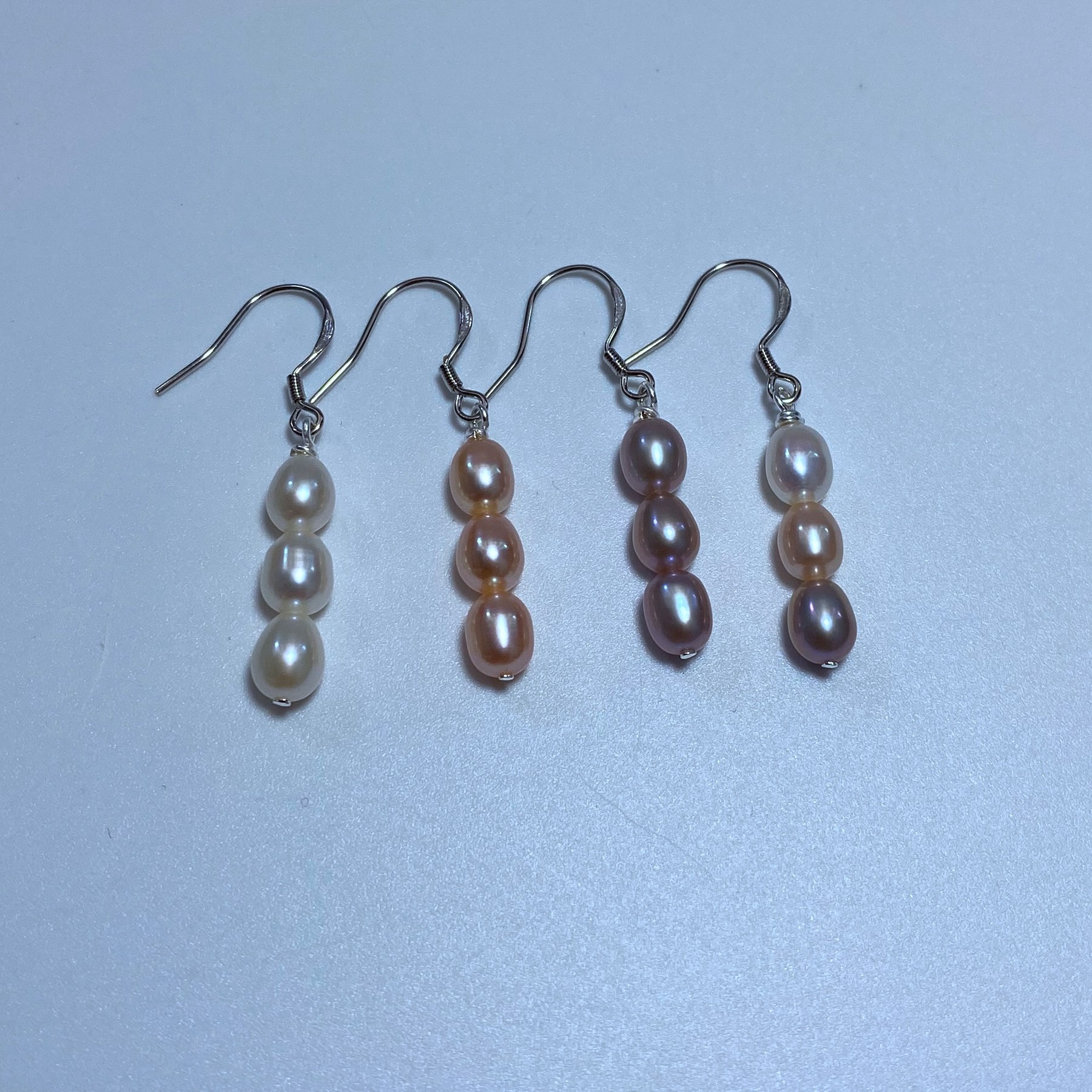 5-6mm天然白色米形无核淡水珍珠耳环粉紫色水滴形长款耳坠女款,淘宝优惠券,粉丝福利购,淘宝优惠卷