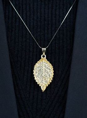 精致长款树叶毛衣链女款