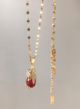 红色貔貅招财转运锁骨链