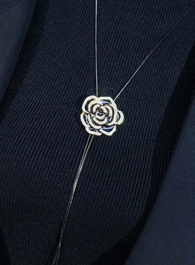 复古秋冬网红山茶花毛衣链