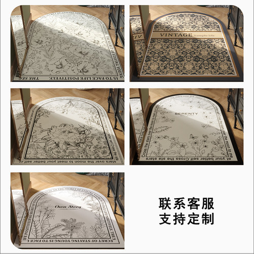 法式高级入户门地垫耐脏免洗pvc复古进门垫子脚垫皮革地毯可裁剪 - 图3