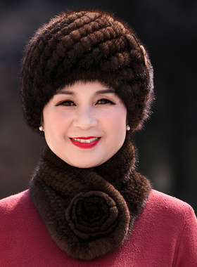 编织皮草针织帽逛街出游女士冬天