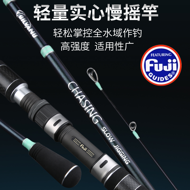 实心慢摇铁板竿一节半碳素超轻复式 A环超轻近海船钓竿深海带鱼竿 - 图0
