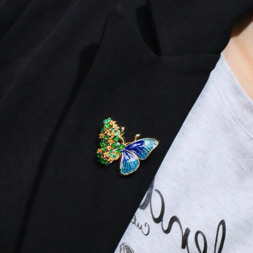 925纯银镀金 珐琅天然A货翡翠蝴蝶胸针女款胸针奢华款 - 图3