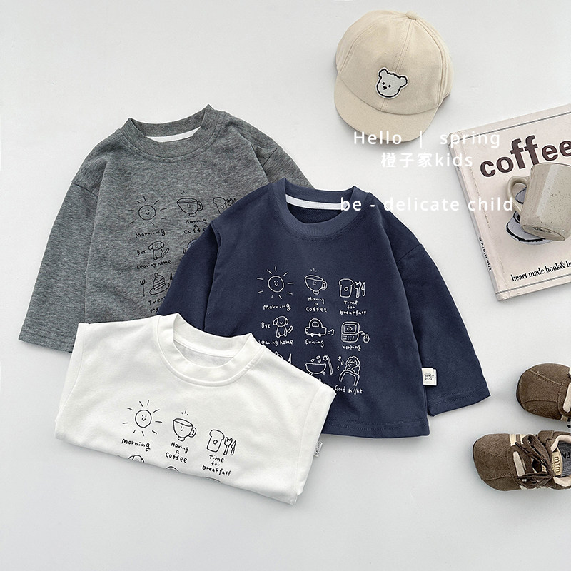 男童春秋装卡通长袖T恤ins女宝宝印花上衣儿童休闲打底衫婴儿衣服,淘宝优惠券,粉丝福利购,淘宝优惠卷