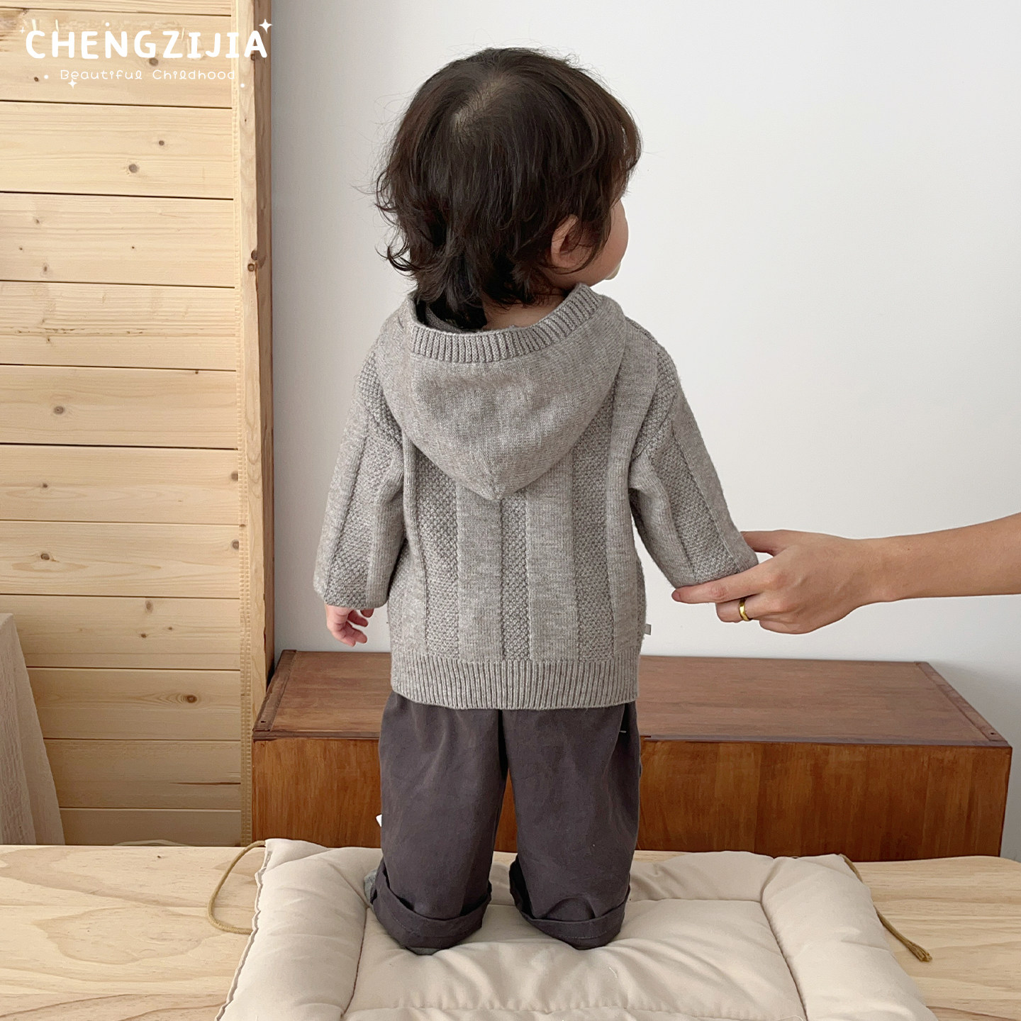 男宝宝春秋装连帽毛衣套装男童韩版休闲针织衫婴儿宽松百搭直筒裤,淘宝优惠券,粉丝福利购,淘宝优惠卷