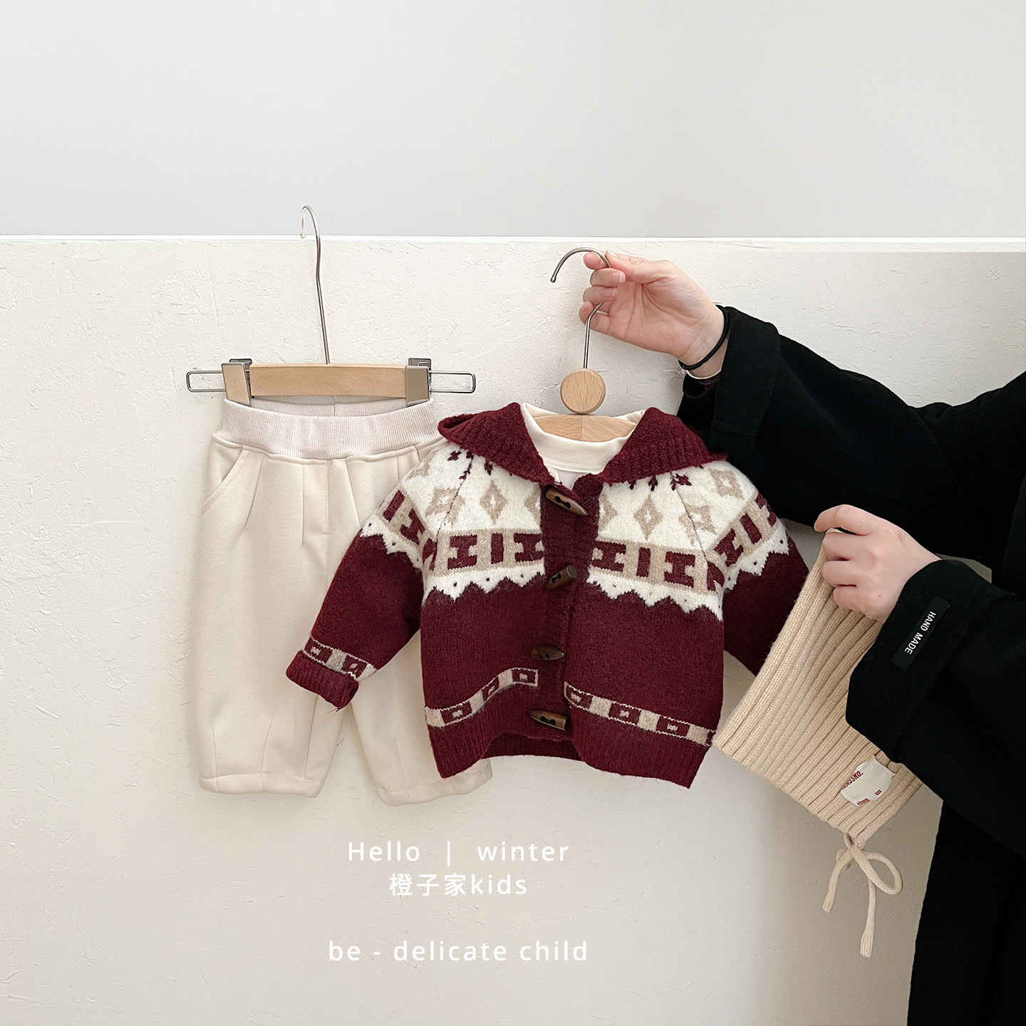 男童冬款新年红色连帽针织开衫女宝宝韩版加厚保暖毛衣婴儿拜年服,淘宝优惠券,粉丝福利购,淘宝优惠卷