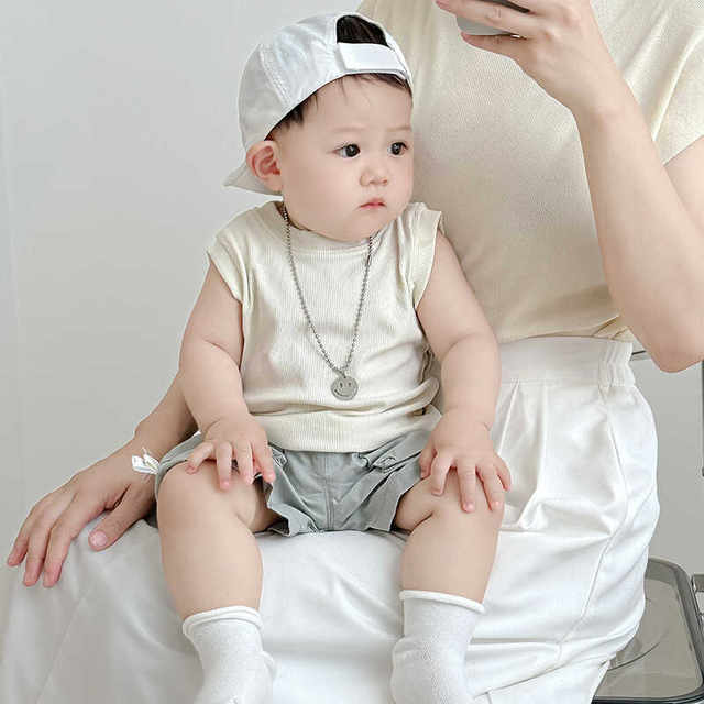 Solid color blended set Korean casual summer two-piece set