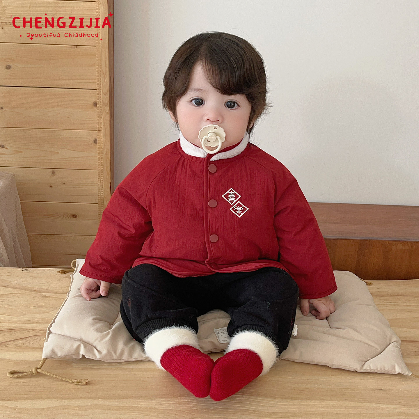 男童冬款新年棉服套装男宝宝红色加厚保暖棉衣外套婴幼儿加绒裤子,淘宝优惠券,粉丝福利购,淘宝优惠卷