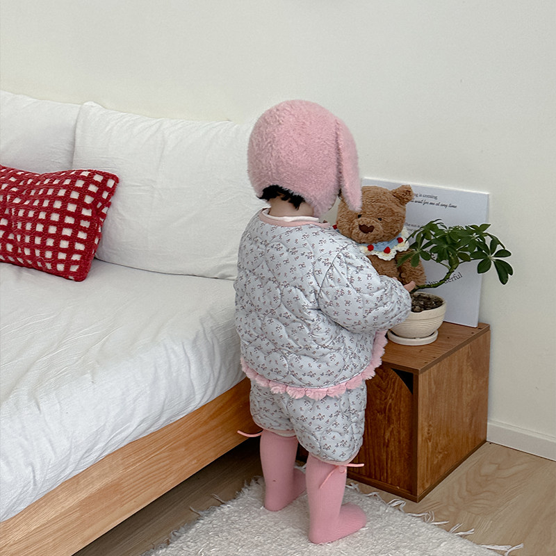 女童秋冬装碎花棉服套装洋气小女孩夹棉加厚棉衣外套宝宝保暖短裤,淘宝优惠券,粉丝福利购,淘宝优惠卷