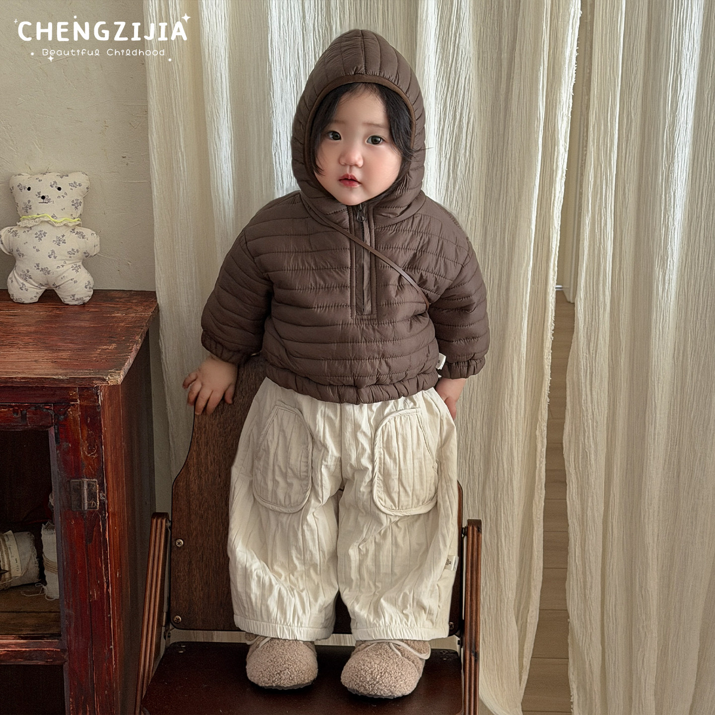 女童冬装连帽棉衣套装男宝宝夹棉加厚保暖棉服外套婴幼儿加绒裤子,淘宝优惠券,粉丝福利购,淘宝优惠卷