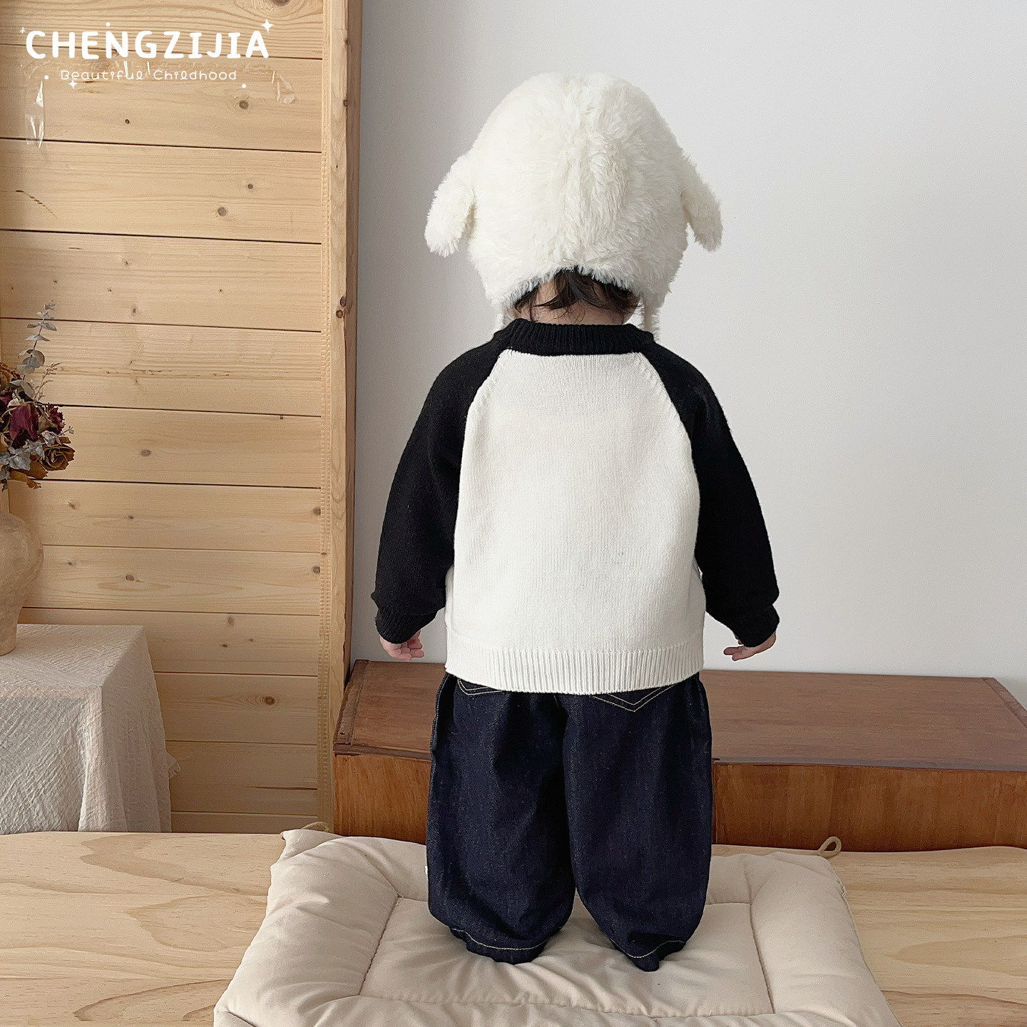 男宝宝冬装可爱毛衣套装男童卡通加厚保暖针织衫婴儿百搭牛仔裤子,淘宝优惠券,粉丝福利购,淘宝优惠卷