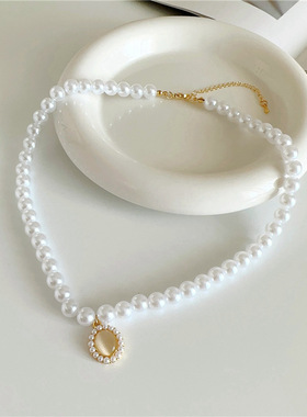 名媛轻奢珍珠串珠项链女复古晚宴