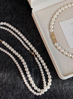 施家珍珠新款项链法式复古气质锁骨链轻奢高级感时尚百搭饰品批发