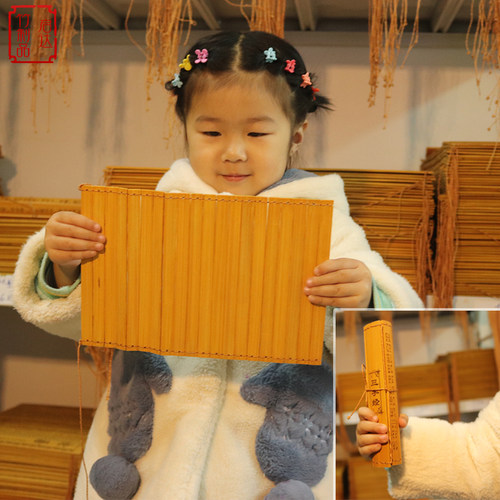 古代竹简书古诗朗诵刻字竹书卷学生表演书简舞道具论语唐诗摆件 - 图1