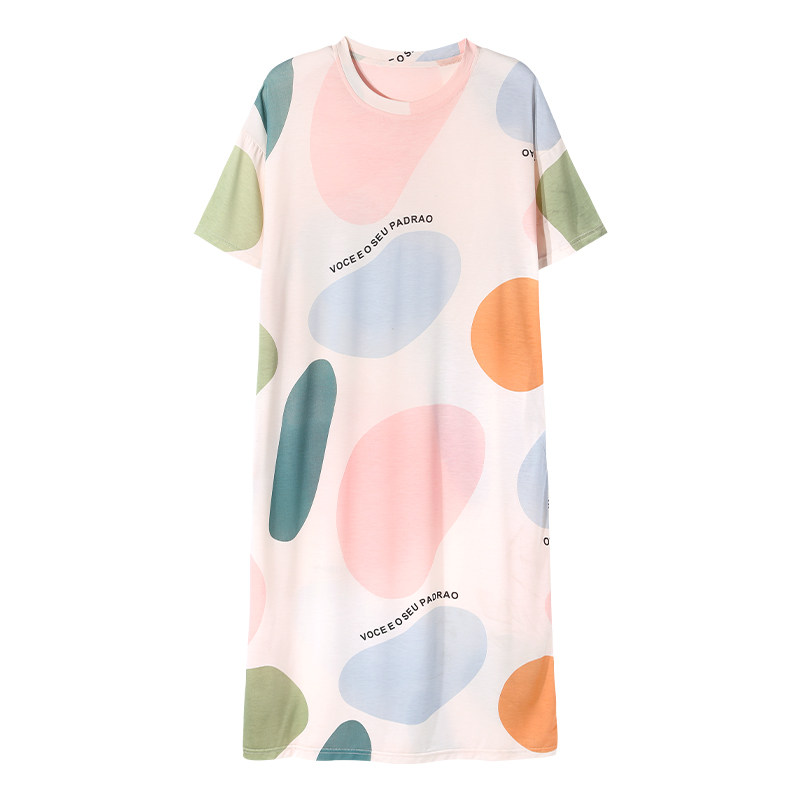 网红风女士冰丝莫代尔短袖睡裙 怀尔蔚卡卡睡裙