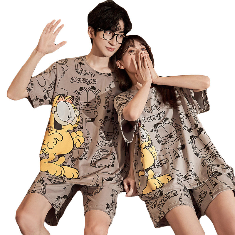 莫代尔冰丝情侣夏季短袖短裤男睡衣 怀尔蔚卡卡睡衣/家居服套装