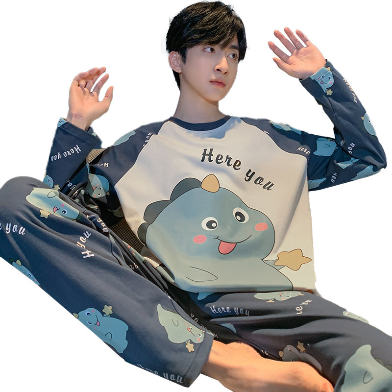 男士春秋款长袖纯棉青少年男生睡衣 怀尔蔚卡卡睡衣/家居服套装
