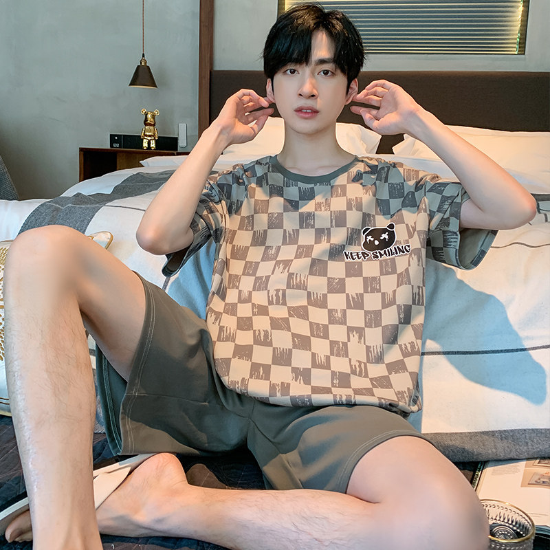 莫代尔男士冰丝夏季新款短袖裤睡衣 卡卡服饰专营睡衣/家居服套装