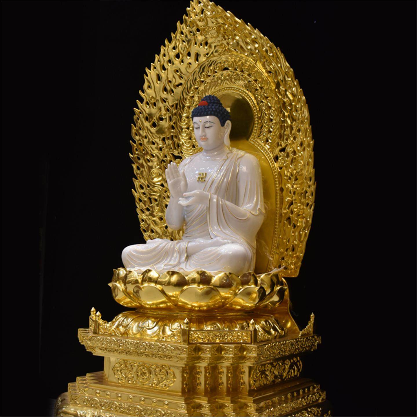 燃灯佛汉白玉雕佛像阿弥陀佛寺庙供奉药师佛工艺品摆件释迦牟尼佛 - 图0