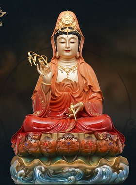 东来紫观音菩萨佛像黄铜铜像官方观世音菩萨像黄铜家用供奉旗舰店