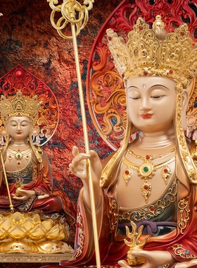 地藏王菩萨像铜像大愿佛像九华山全铜雕像精品东来紫供奉娑婆三圣