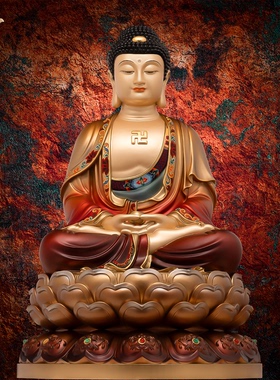 释迦摩尼神像三宝佛像如来佛祖阿弥陀佛药师佛娑婆三圣东来紫铜像