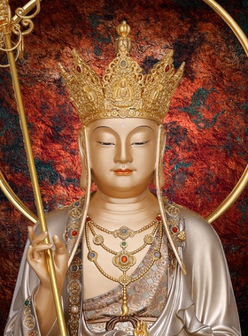 娑婆三圣释迦摩尼地藏王菩萨观音铜像佛祖如来观世音佛像东来紫